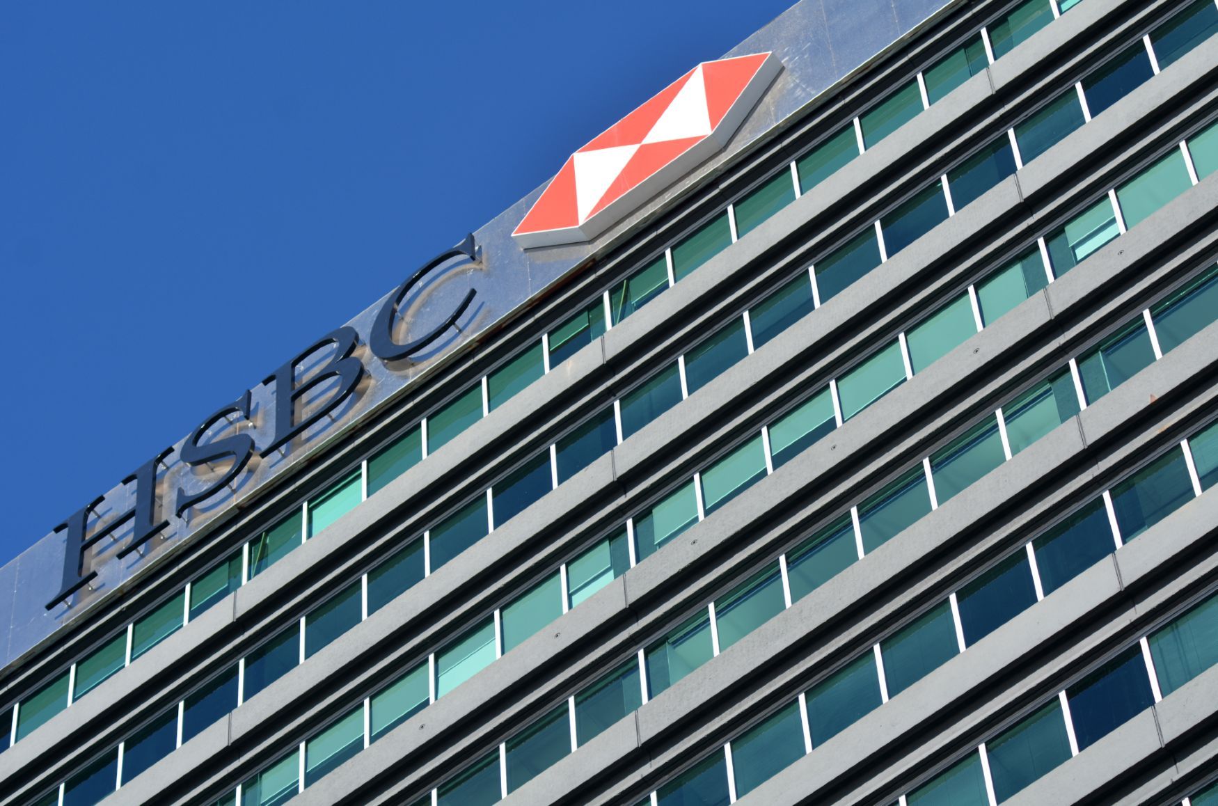 HSBC bank sign on building
