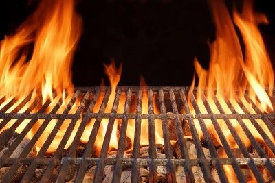 Grill with flames