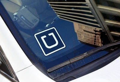 Uber sticker on windshield