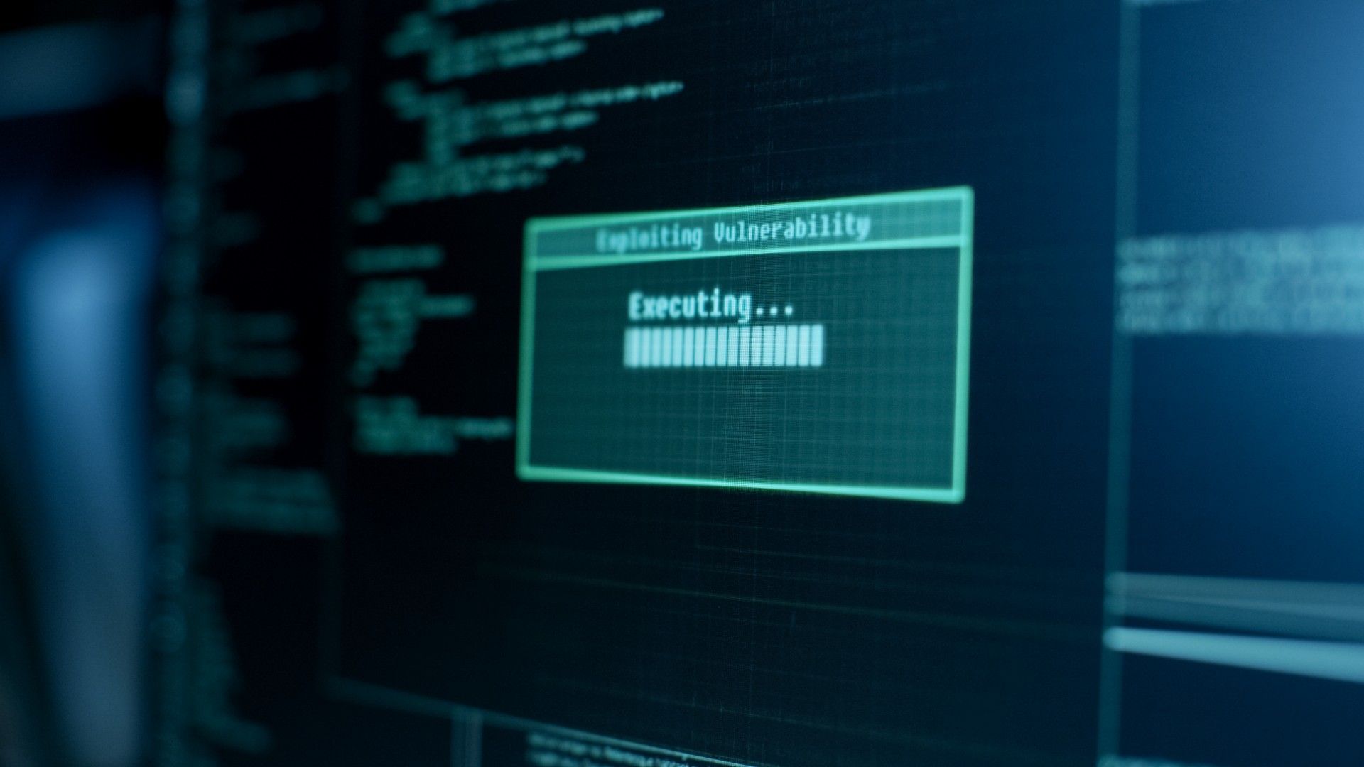 Computer screen shows hacking in progress - social media data leak