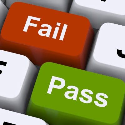Red "Fail" button above green "Pass" button on keyboard - A-levels