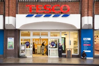 Tesco supermarket storefront - feminine hygiene products