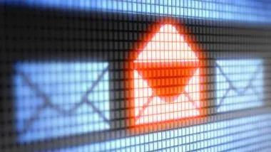 A red open envelope icon appears between two closed envelop icons on a screen - watford community housing