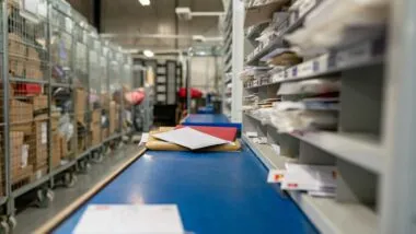 Postal service, post office inside.