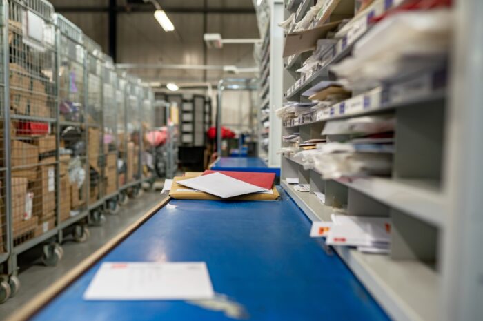 Postal service, post office inside.