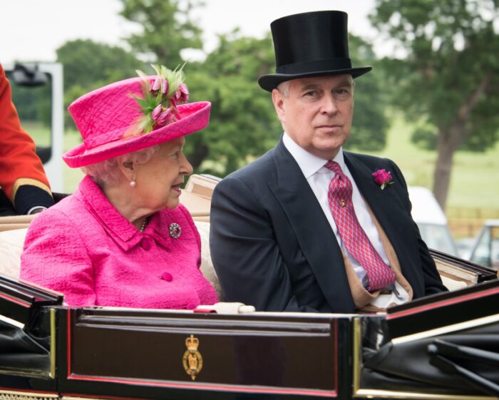 Her Majesty Queen Elizabeth and son Prince Andrew, Duke of York, head to Royal Ascot in a landau carriage