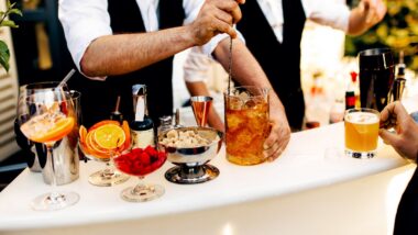 Fruit coctails on the buffet table