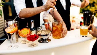 Fruit coctails on the buffet table