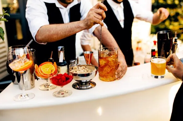 Fruit coctails on the buffet table