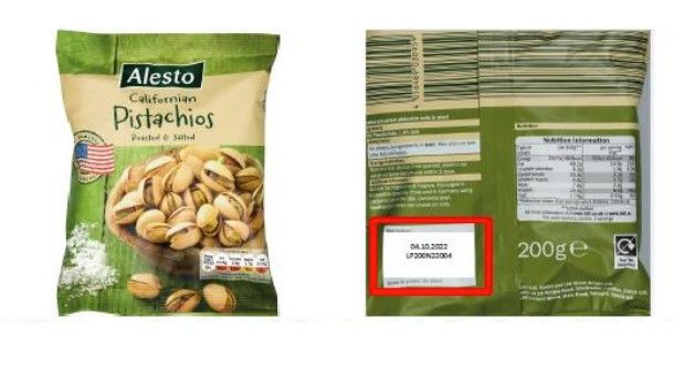  Alesto Californian Pistachios, Lidl, recall, salmonella