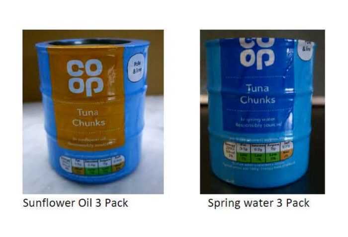 Photo of recalled tuna cans.
