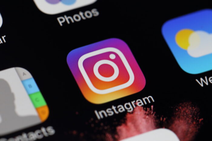 Close up of Instagram app on a smartphone screen.