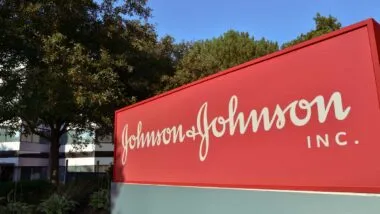Close up of Johnson and Johnson signage.