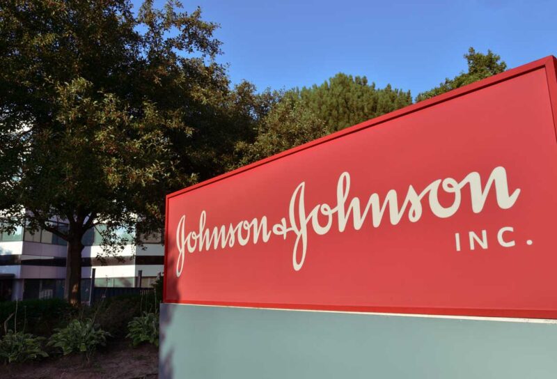 Close up of Johnson and Johnson signage.