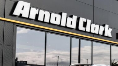 Close up of Arnold Clark signage.