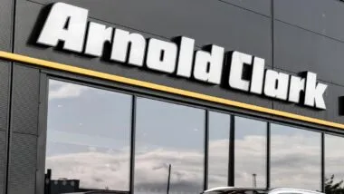 Close up of Arnold Clark signage.