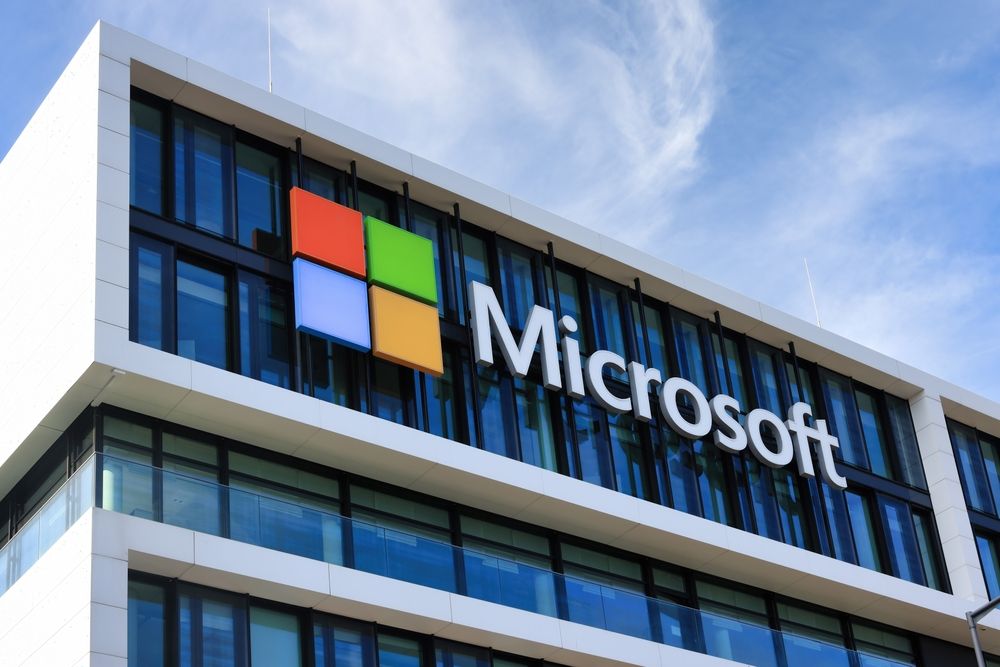 Microsoft logo at the company office building