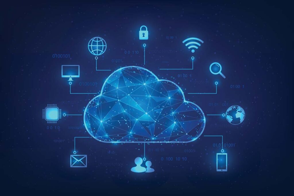 Cloud computing graphic, representing the Microsoft and Amazon recommendation.