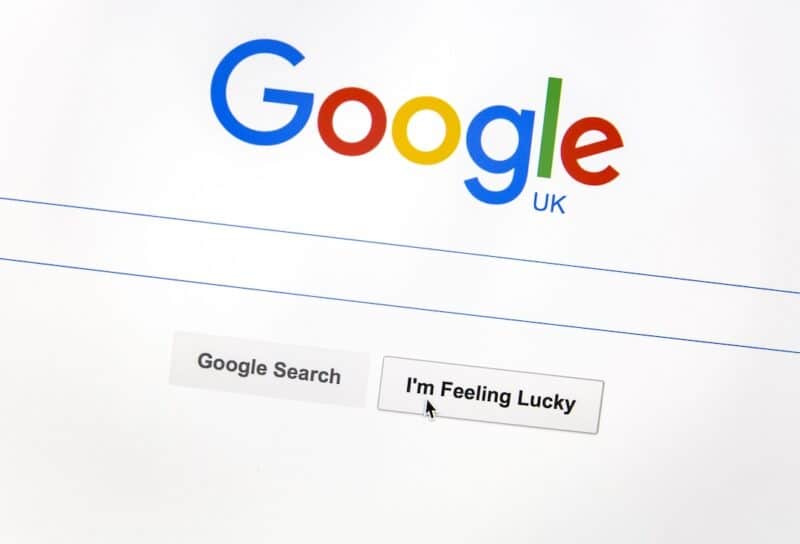 Google UK website on a computer