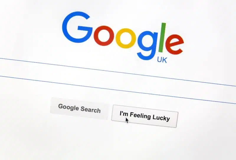 Google UK website on a computer