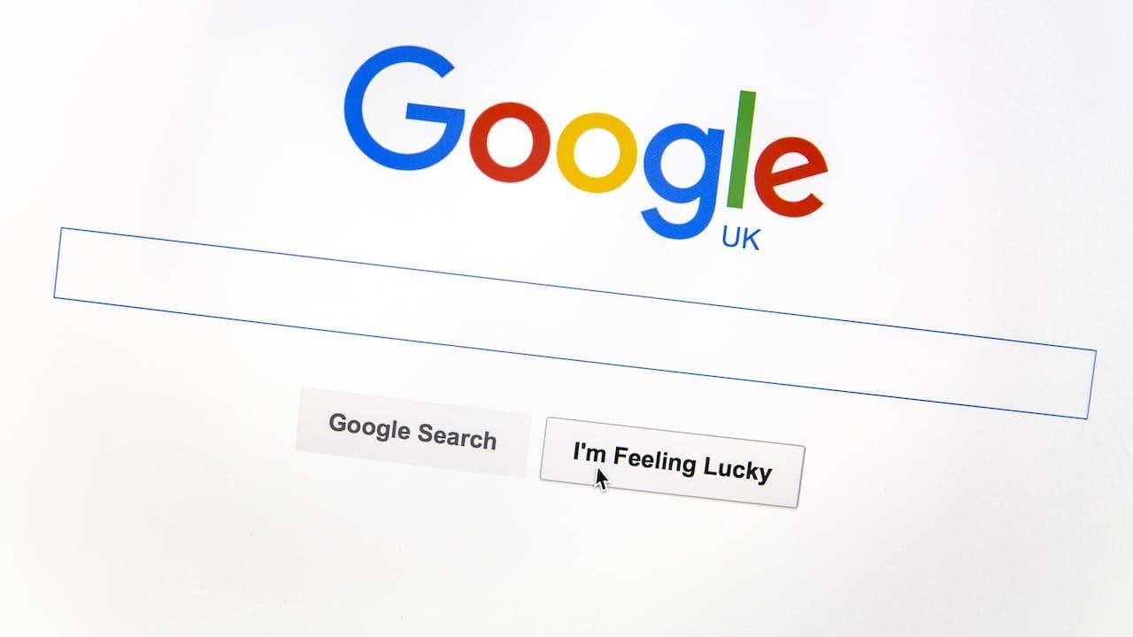 Google UK website on a computer