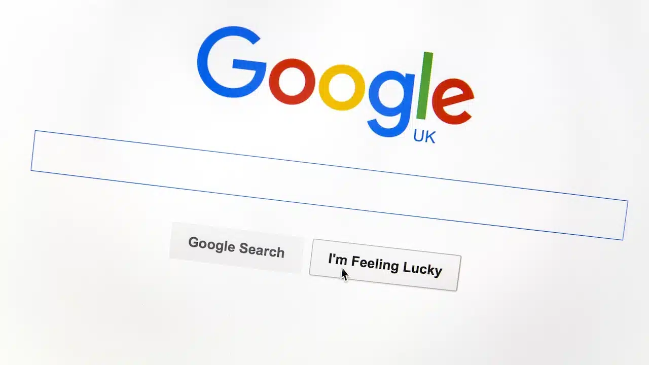 Google UK website on a computer