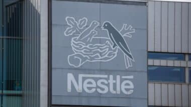 Nestle outside signage on the building at Gatwick