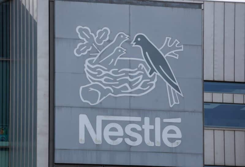 Nestle outside signage on the building at Gatwick