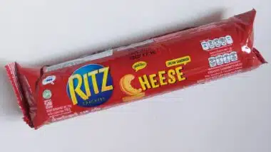 ritz crackers. With cheese cream sandwich. It is retail product from Indonesia