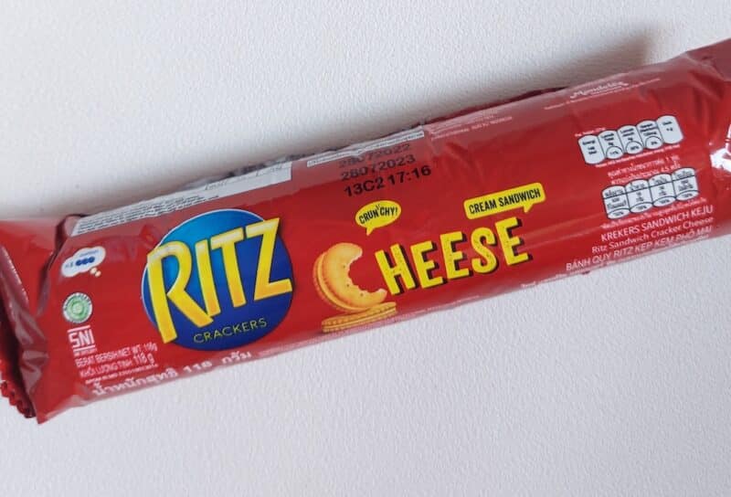 ritz crackers. With cheese cream sandwich. It is retail product from Indonesia